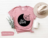 Be Yourself Floral Moon Shirt, Motivational T-Shirt, Inspirational Tshirt, Flower Tshirts, Celestial Shirts, Crescent Moon Tee, Moon Gifts