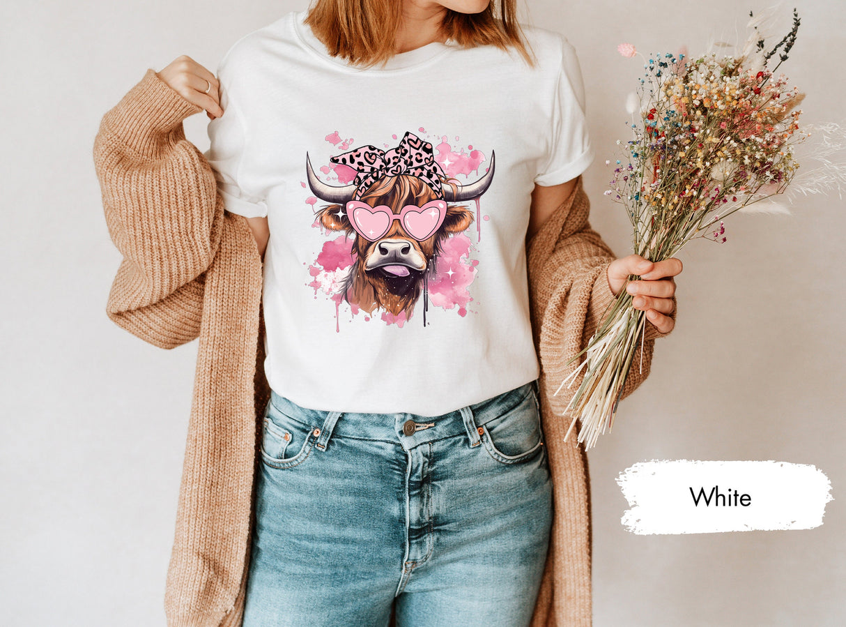 Lady Cow Shirt for Valentines Day, Wild West Tshirt, Farmer Tee, Valentines Shirts, Matching Couple Tees, Couple Tshirt, Gift for Girlfriend