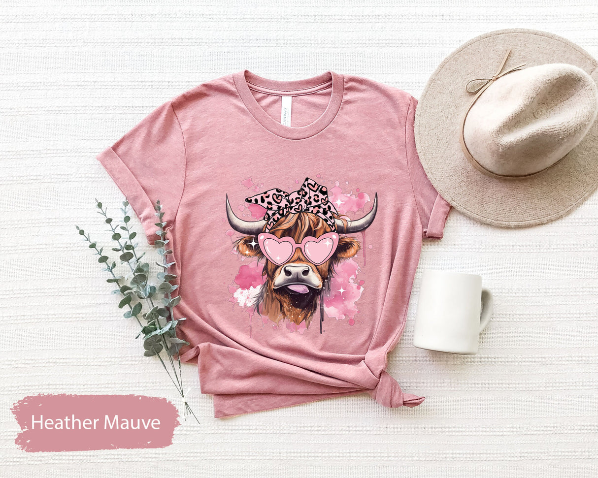 Lady Cow Shirt for Valentines Day, Wild West Tshirt, Farmer Tee, Valentines Shirts, Matching Couple Tees, Couple Tshirt, Gift for Girlfriend