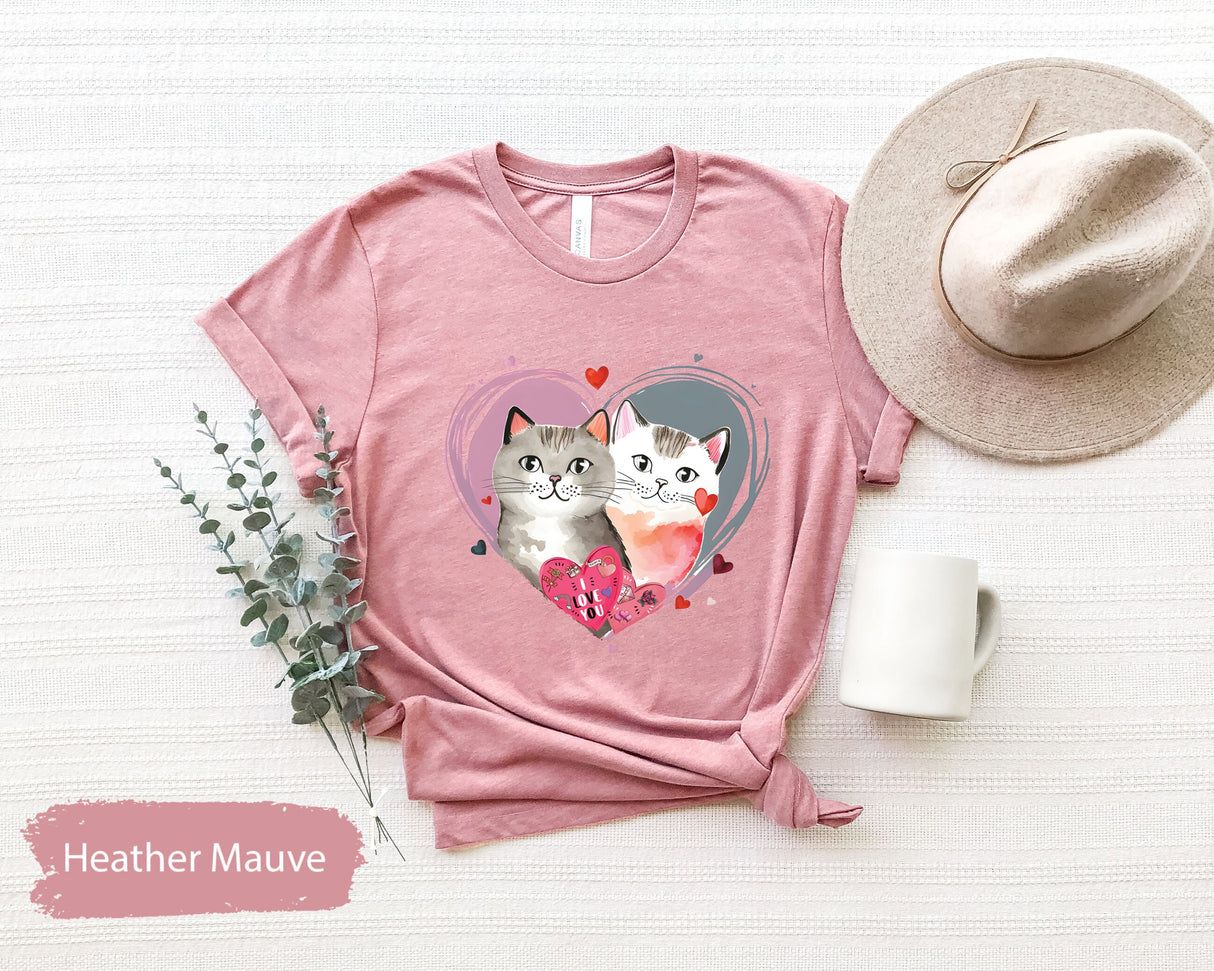 Cat Lover Tshirt for Valentines Day, Cat Mom Shirt, Kids Valentines, Valentines Gifts, Couple Shirts, Cat T Shirt, Cat Shirt Women, Love Tee