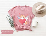 Angel Cat Holding Heart Shirt for Valentines Day, Valentines Gifts, Valentines Shirts, Kids Valentines, Cat Lover Tshirt, Couple Tshirts