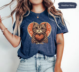 Cat Shirt for Valentines Day, Cat Heart T-Shirt, Gift for Her, Cat Mom Shirt, Valentines Shirts, Couple Gifts, Cat Tshirts, Cute Cat T Shirt