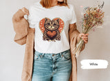 Cat Shirt for Valentines Day, Cat Heart T-Shirt, Gift for Her, Cat Mom Shirt, Valentines Shirts, Couple Gifts, Cat Tshirts, Cute Cat T Shirt