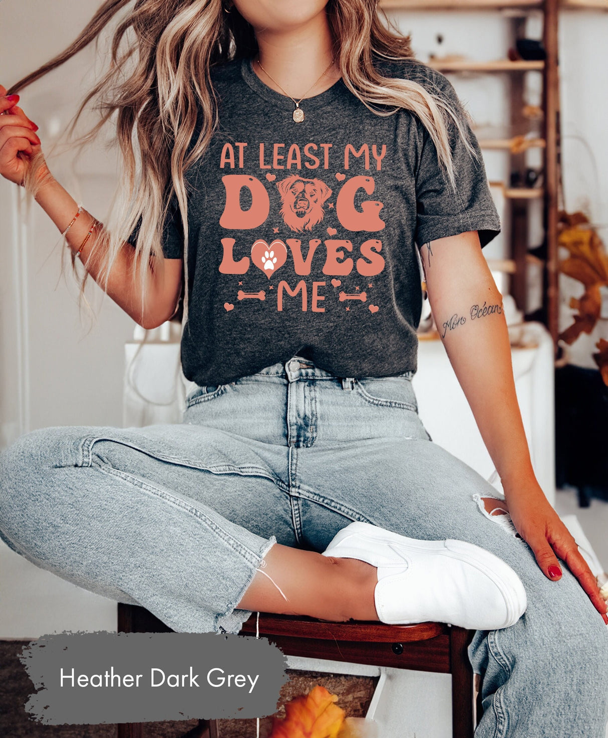 At Least My Dog Loves Me Shirt for Valentines Day, Dog Lover Gift, Dog Mom Tshirt, Dog Dad T-Shirt, Valentines Tee, Cute Womens Shirts