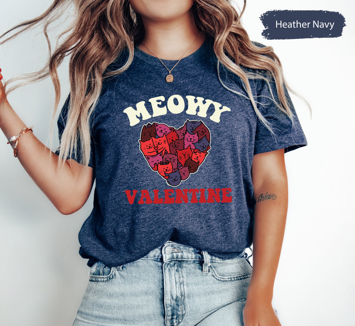 Meowy Valentine Tee for Valentines Day, Cute Cat Shirt, Cat Tshirt, Valentines Tshirt, Cat Mom Shirts, Cat Dad Gift, Gifts for Boyfriend