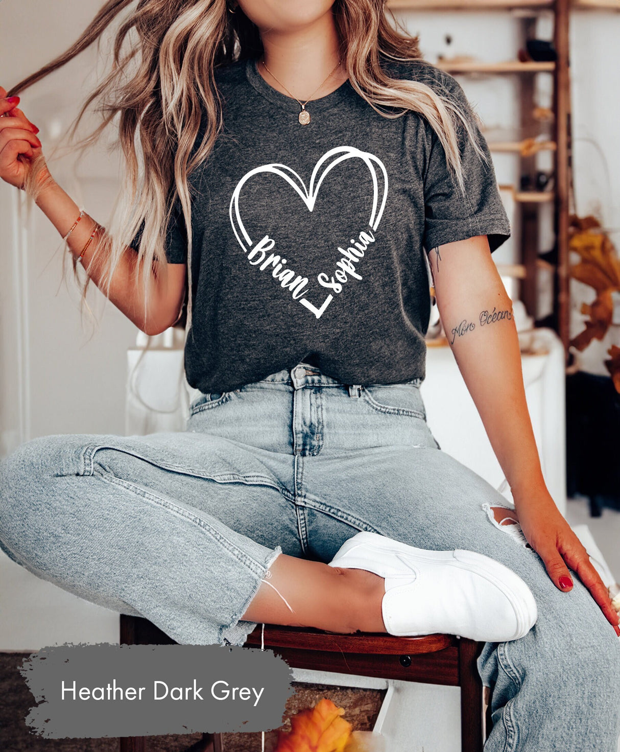 Custom Name Heart Shirt for Valentines Day, Personalized Tshirt, Valentines Gifts, Gift For Her, Couple Shirts, Love Tshirts, Lover T-Shirt