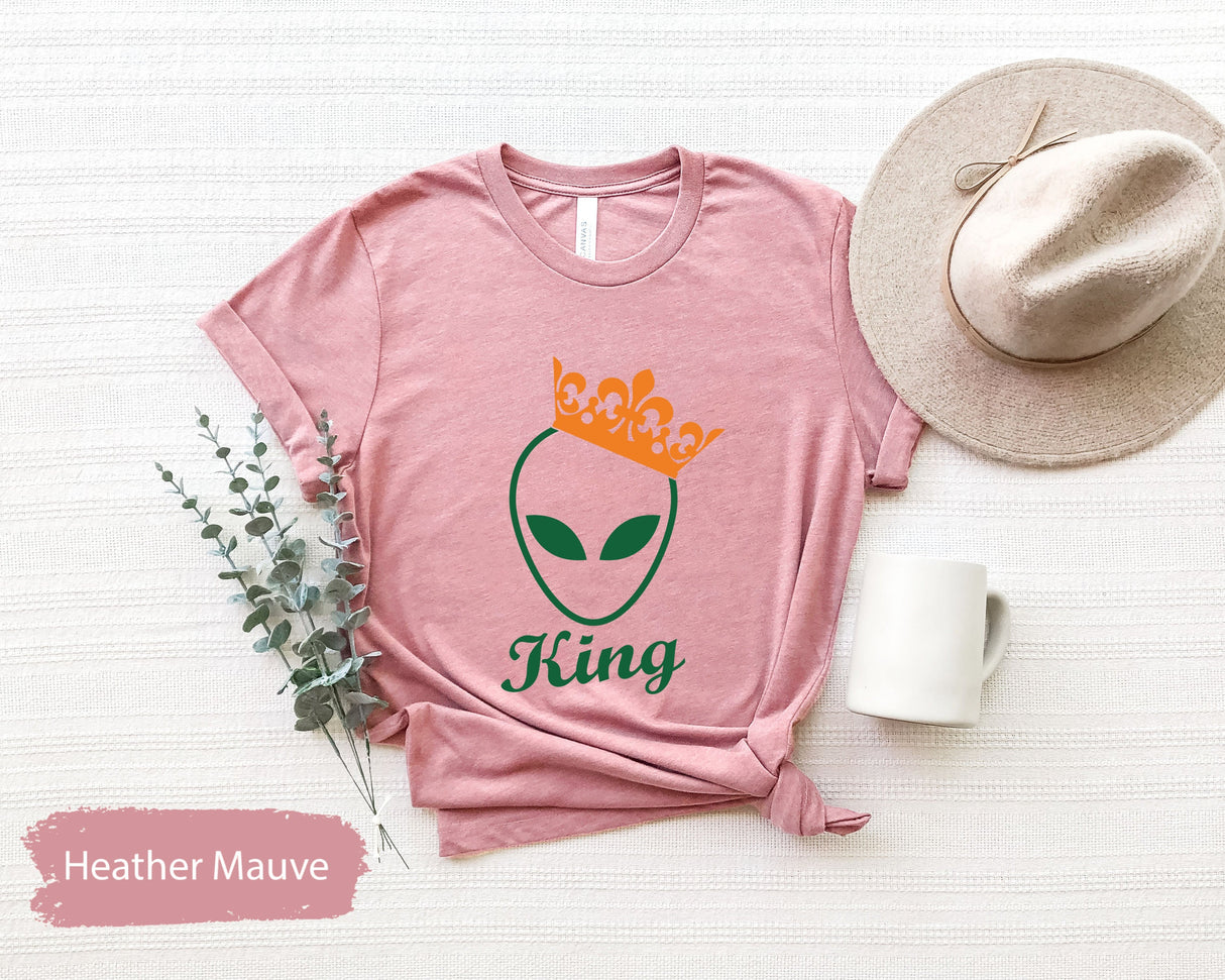 Alien King Queen Matching Couple Tees for Valentines Day, Custom Couple Shirt, Valentines Gifts, Couple Shirts, Lover Tee, Valentines Tshirt