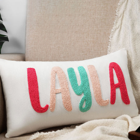 Custom Name Punch Needle Pillow, Personalized Monogram Pillow, Baby Shower Gift, New Mom, Gift for Kids, Baby Announcement, New Baby Gift - Arria Home