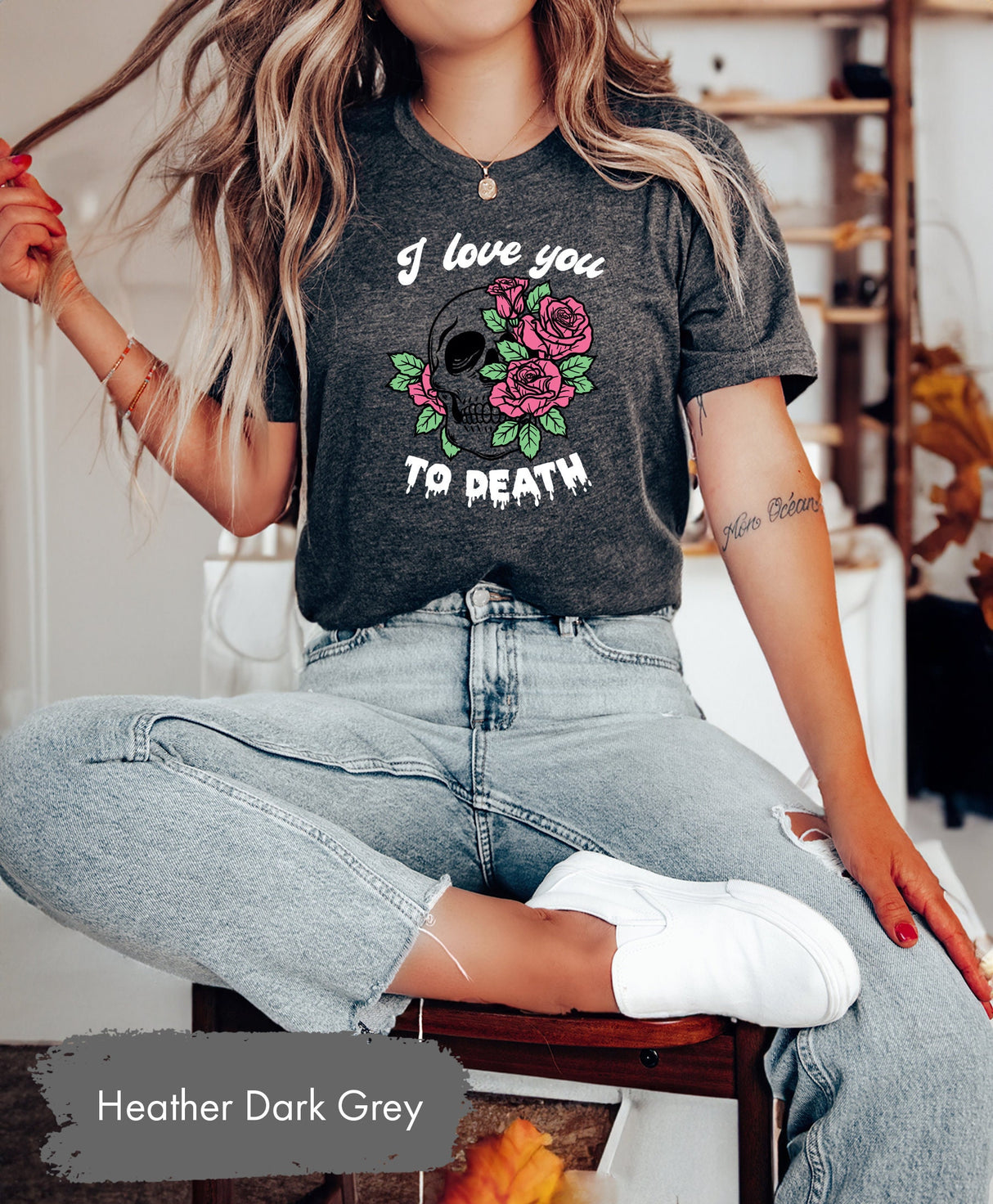 I Love You To Death Valentines Day Shirt with Skull Rose, Valentines Gifts, Matching Couple Tees, Lover T-Shirt, Couple Shirts, Gift for Her