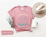 Choose Happy Tshirt with Smiley Face, Happy Tshirts, Motivational Tee, Inspirational Tees, Kids Shirt, Gift for Yoga, Meditation Gifts