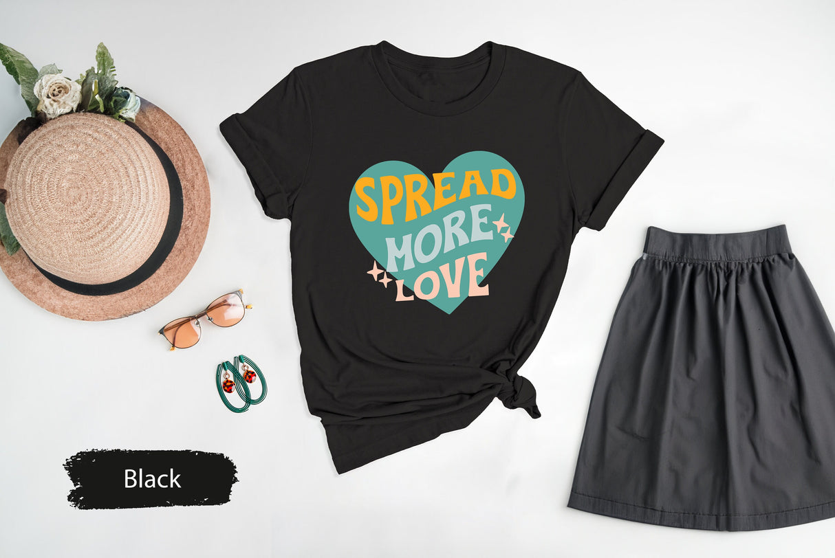 Spread More Love Tee, Inspirational Tees, Good Vibes Shirt, Motivational Tshirt, Gift for Yoga, Heart Shirts, Good Vibes Tshirts, Love Gifts