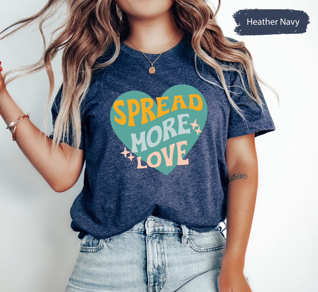 Spread More Love Tee, Inspirational Tees, Good Vibes Shirt, Motivational Tshirt, Gift for Yoga, Heart Shirts, Good Vibes Tshirts, Love Gifts