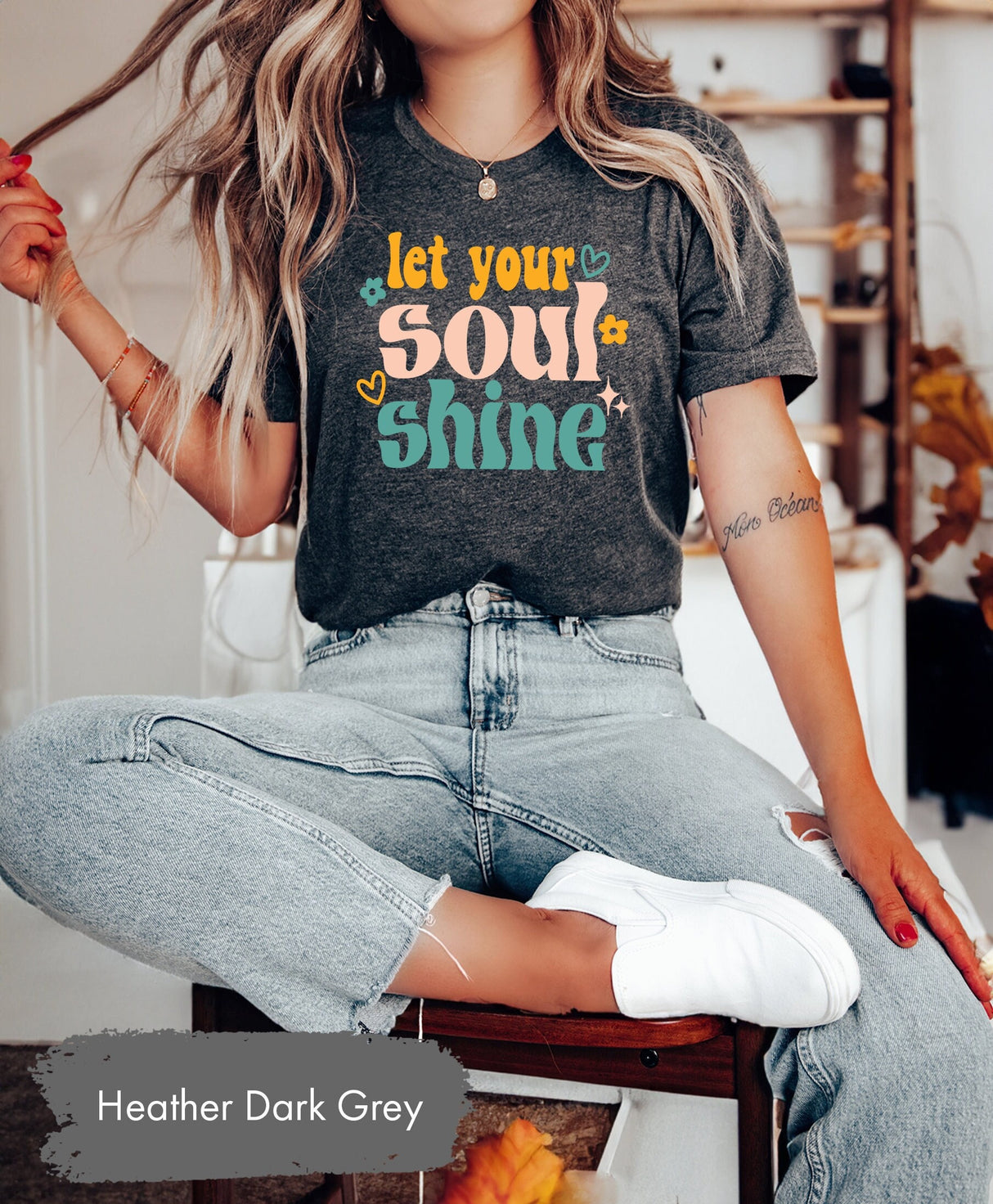 Let Your Soul Shine, Good Vibes Tshirt, Inspirational Tee, Soul Shirt, Motivational Tees, Kids Tshirts, Gift for Her, Yoga T-Shirt