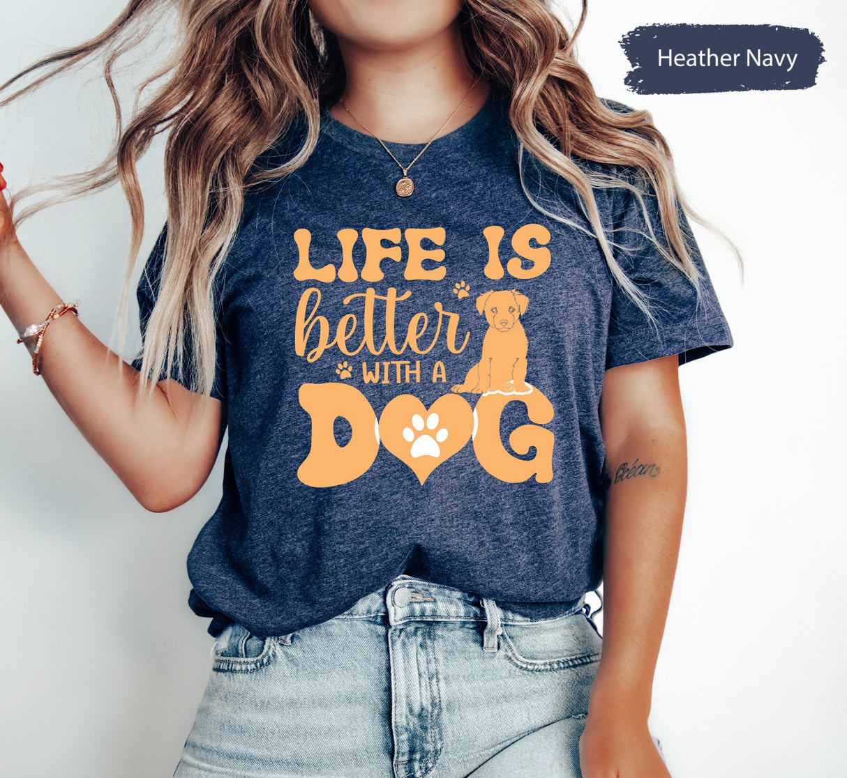 Life Is Better With A Dog Shirt, Dogs Valentines, Dog Mom Shirt, Dog Owner Gifts, Gift for Dog Dad, Animal Lover Tee, Cute Womes Shirt