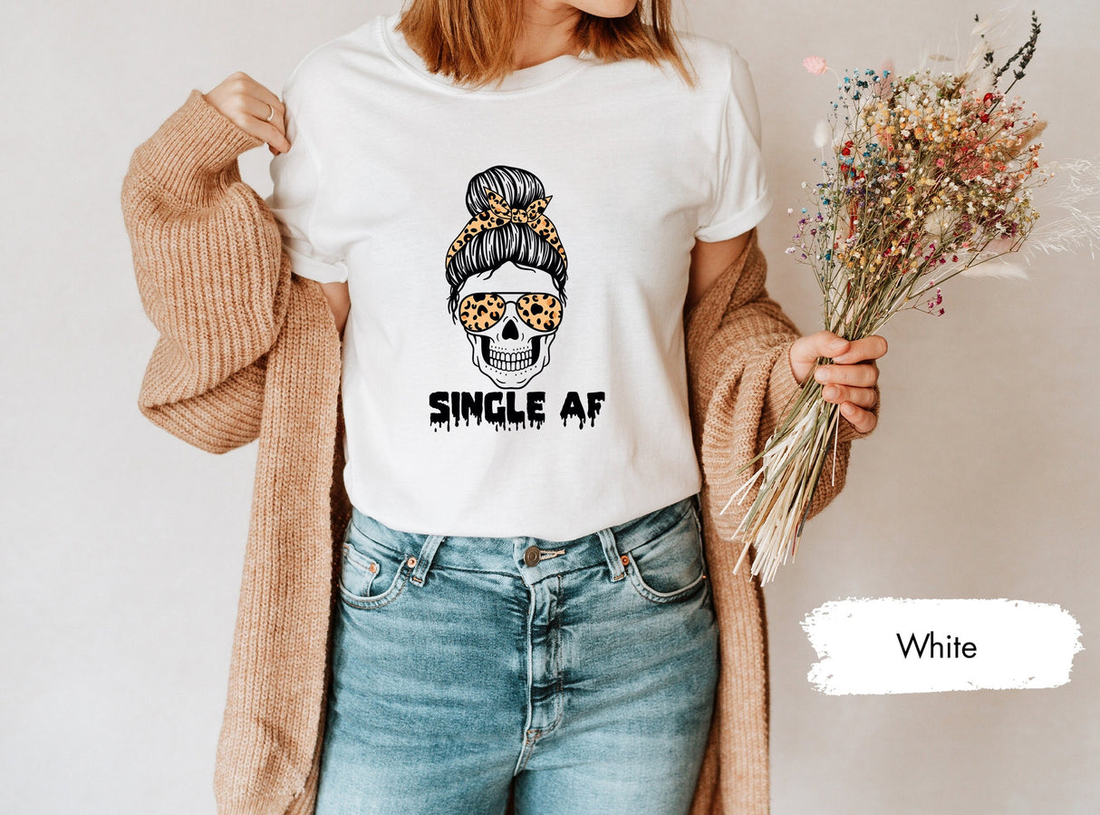 Single AF Skull Tshirt for Valentines Day, Leopard Valentines, Valentines Shirt, Lover Tshirts, Single Valentines, Alone Shirts, Love Tee