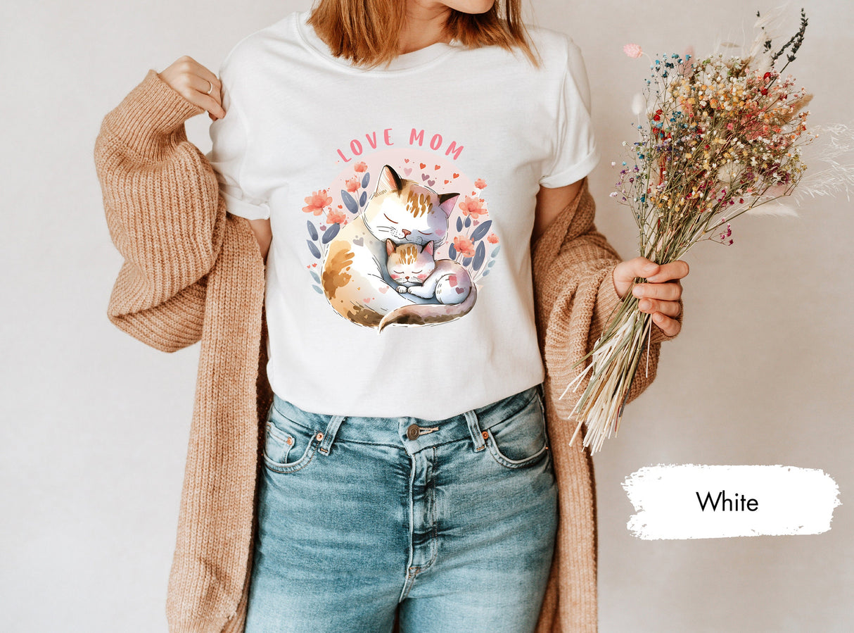 Love Mom Cat Shirts, Cat Mom Shirt, Kids Valentines, Gift for Mom, Cat T Shirt, Lover Tshirt, Couple Tshirts, Matching Couple Tees, Love Tee