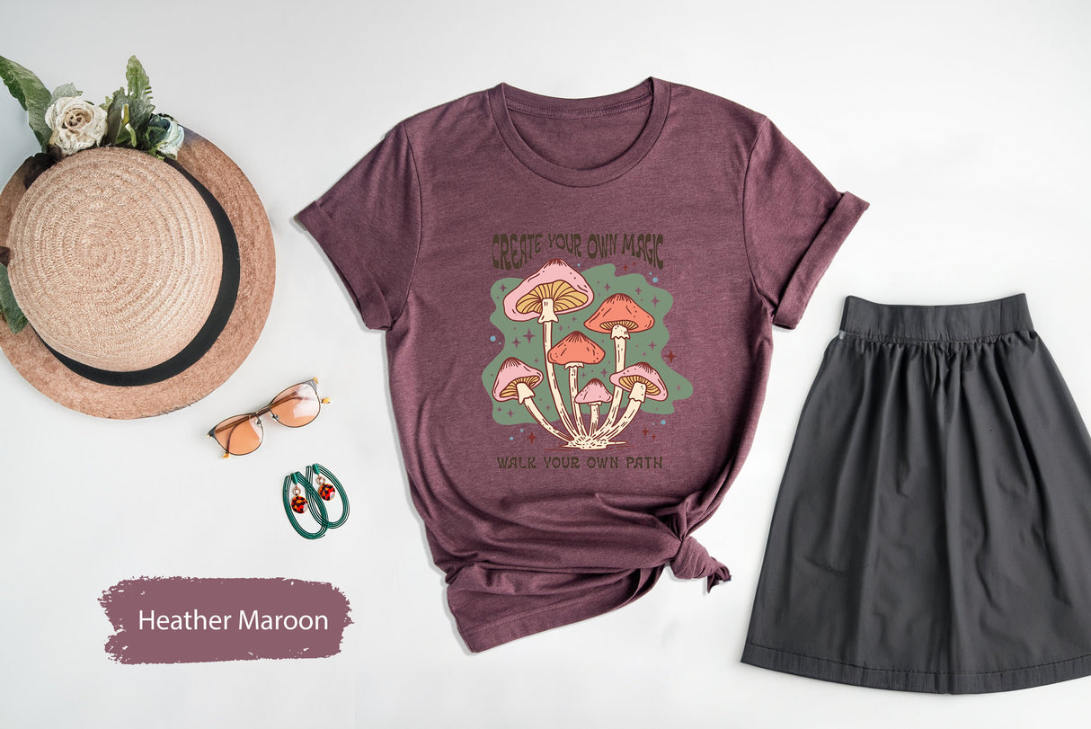 Create Your Own Magic Walk Your Own Path Mushroom Tshirt, Psychedelic Shirts, Mush Tshirts, Tribal Shirt, Mushroom T-Shirts, Drug T Shirt