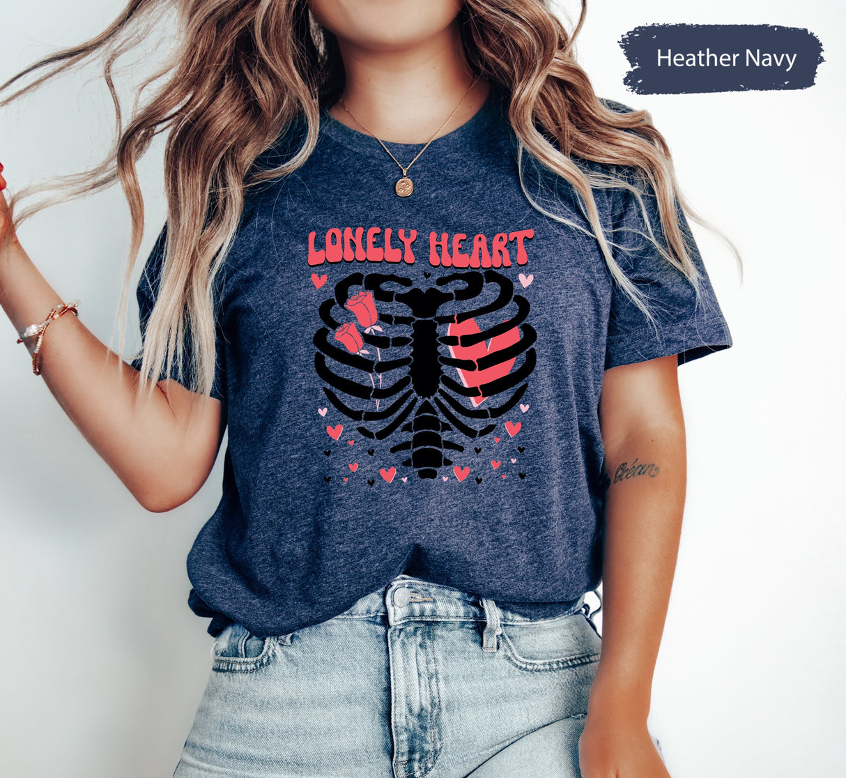 Lonely Heart Skeleton Shirt, Valentines Day, Boy Valentines, Valentines Tee, Gift for Lonely, Lonely Valentines, Gift for Her, Lover Tshirt