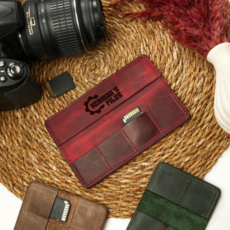 Photographer Appreciation Gift, SD Card Case, Memory Card Holder, Photo Gift, Photographer Thank You Gift, Custom Leather Camera Organizer - Arria Home