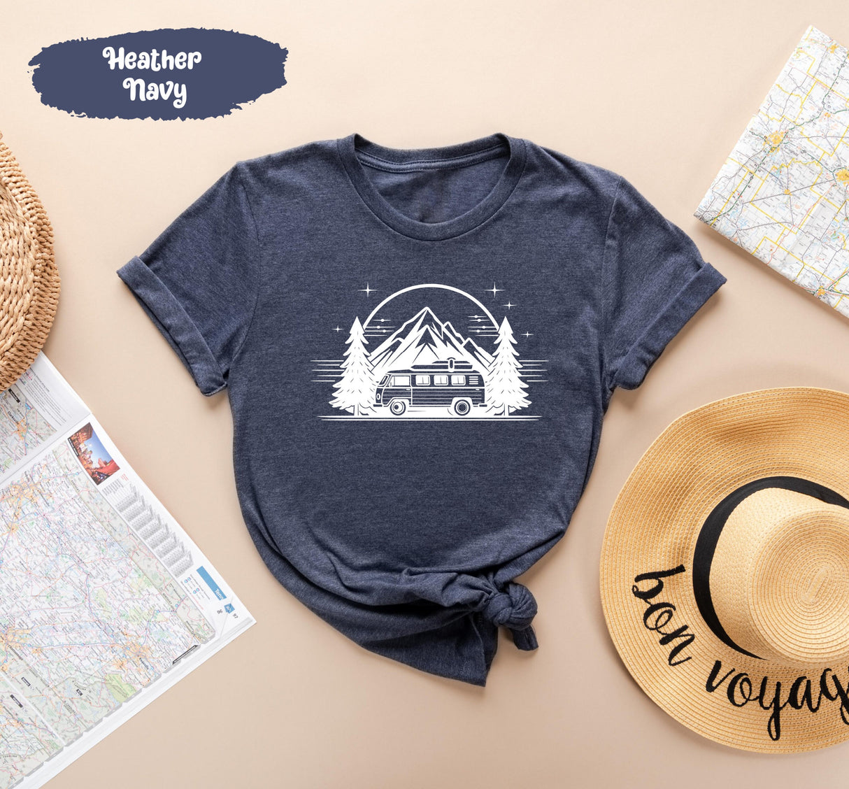 Camping Tshirt, Van Trip Tshirts, Camper Shirt, Nature Lover Gifts, Gift for Camp, Hippie Shirts, Traveler Tee, Vacation Tees, Trip T-Shirts