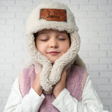 Personalized Ushanka Hat Gifts for Kids, Unique Birthday Gift, Leather Patch Custom Hats, Grandaughter Gift, Kids Name, Personalized Gift - Arria Home