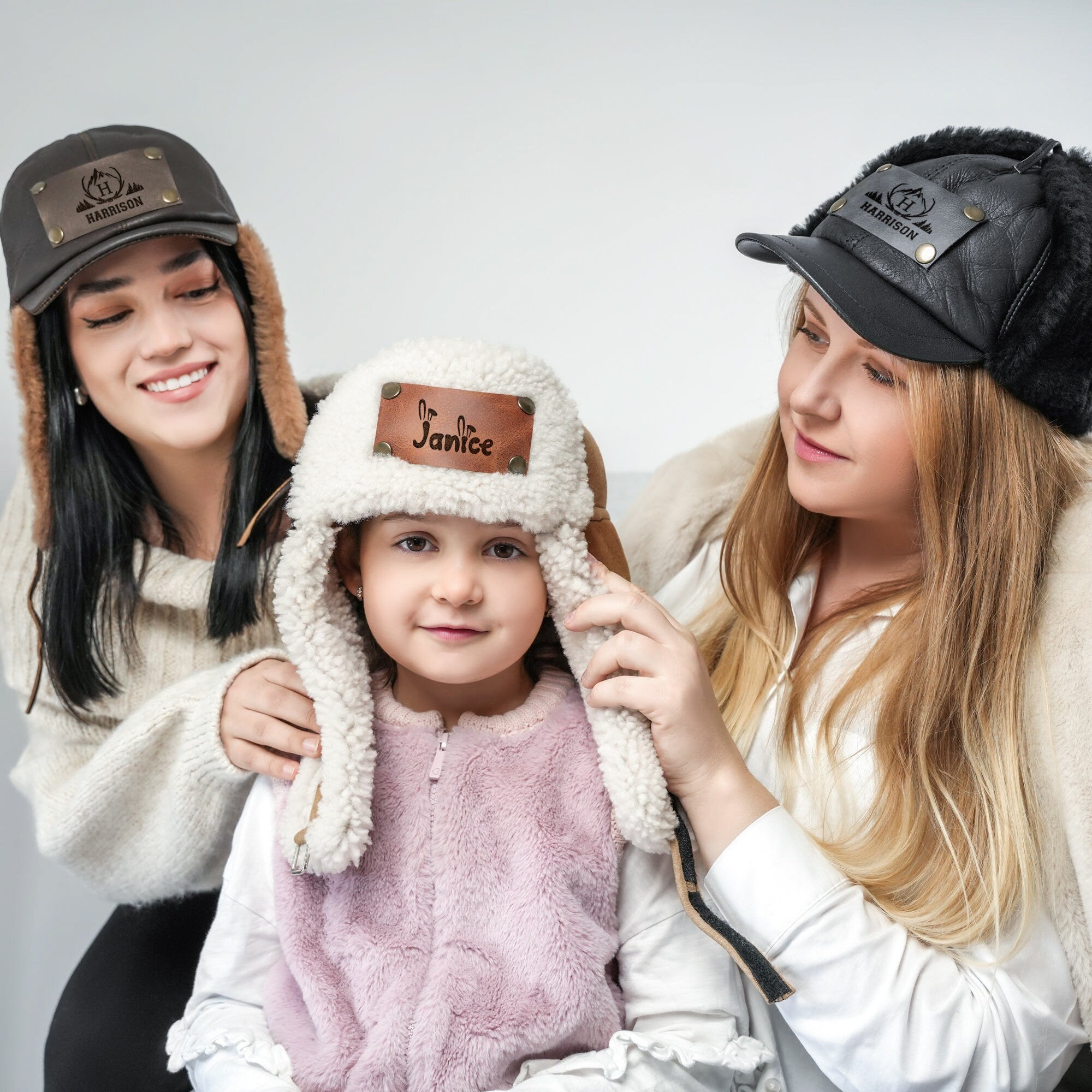 Personalized Kids Ushanka Hat Leather Winter Hat for Boys Girls ArriaHome LLC