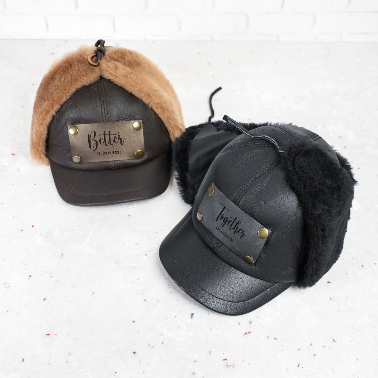 Personalized Couple Matching Ushanka Cap, Anniversary Gifts, Gift for Wife, Gift for Him, Husband Gift, Boyfriend gift, Cozy Gifts for Him - Arria Home