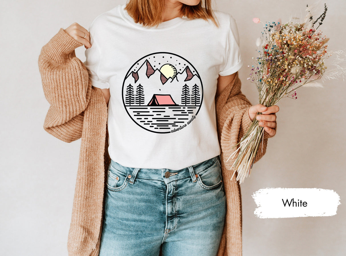 Camping Tshirt, Tent T-Shirt, Camper T Shirt, Camp T-Shirts, Nature T Shirts, Nature Lover Gifts, Nature Trip Tees, Lake Shirt, Mountain Tee