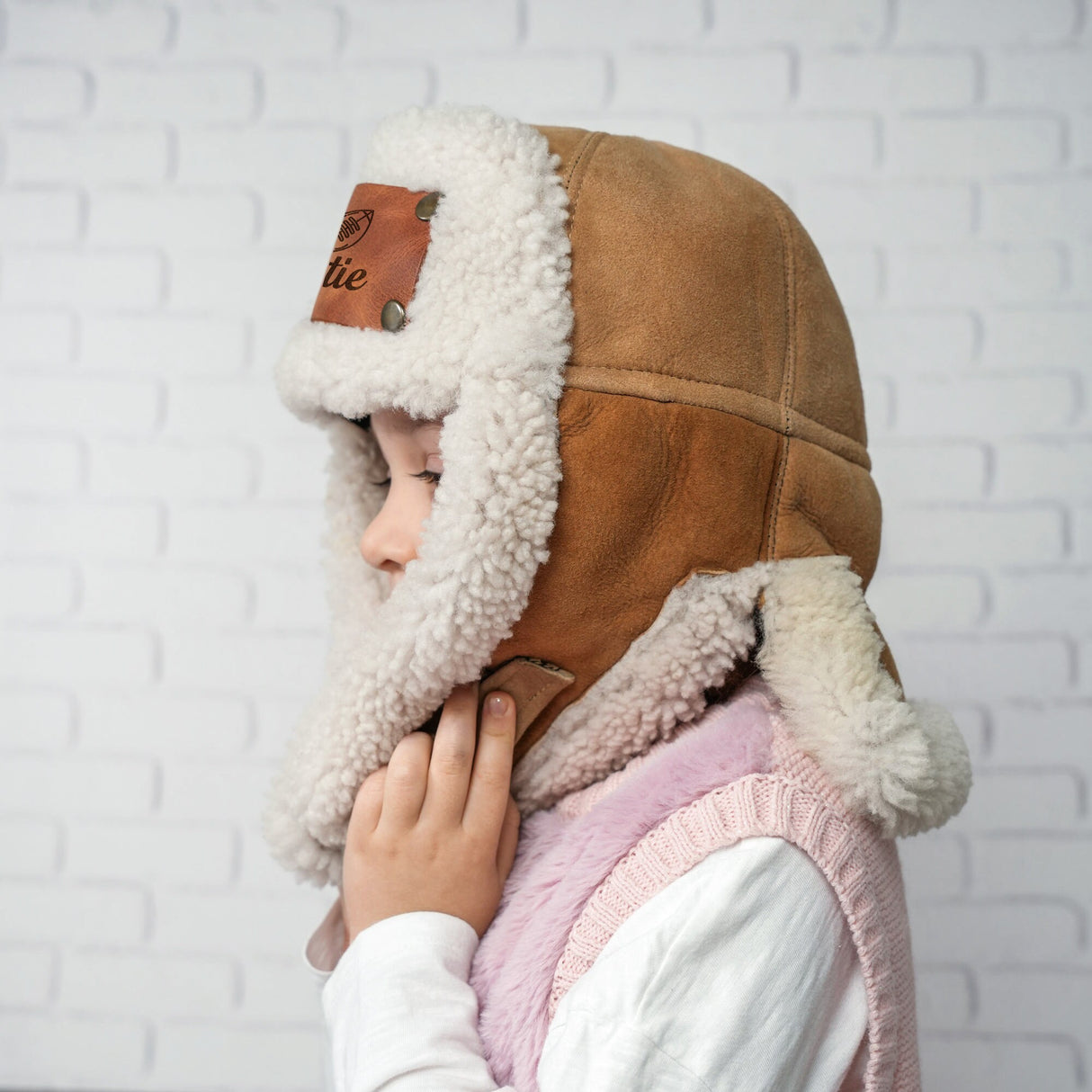 Personalized Ushanka Hat Gifts for Kids, Unique Birthday Gift, Leather Patch Custom Hats, Grandaughter Gift, Kids Name, Personalized Gift - Arria Home