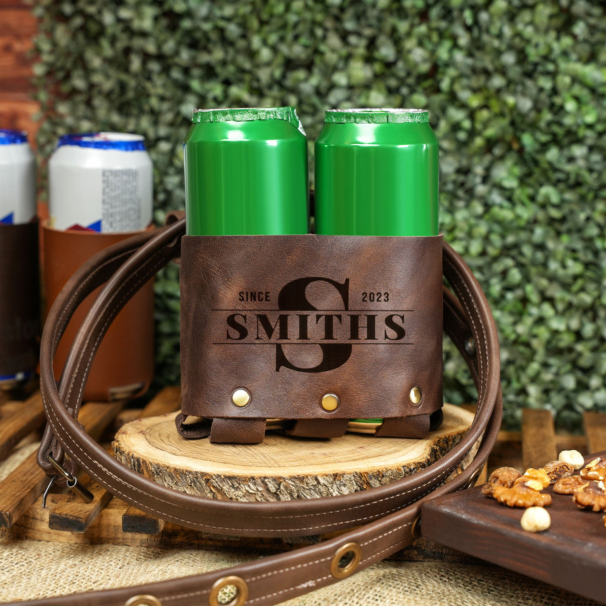 Personalized Leather Can Holder, Best Man Proposal Idea, Custom Groomsmen Gift, Bachelor Party Favor for Guests, Custom Beer Can Holder - Arria Home