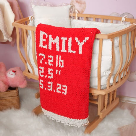 Custom Baby Birth Stats Blanket, Baby Girl Room Decor, Personalized Baby Shower Gift, Nursery Decor Chunky Blanket, Gift from Grandparents.