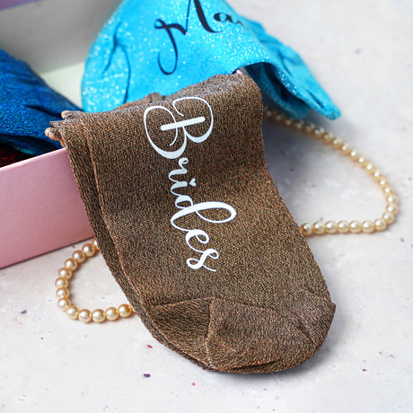 Matching Bridesmaid Socks, Personalized Socks for Bride, Bridal Party Socks, Maid of Honor Proposal Idea, Bridesmaid Gift Basket Filler - Arria Home