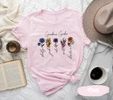 Personalized Gift For Grandma, Custom Grandkids Name, Gift From Granddaughter For Nana, Grandmas Garden Tees, Custom Birth Flowers Shirt