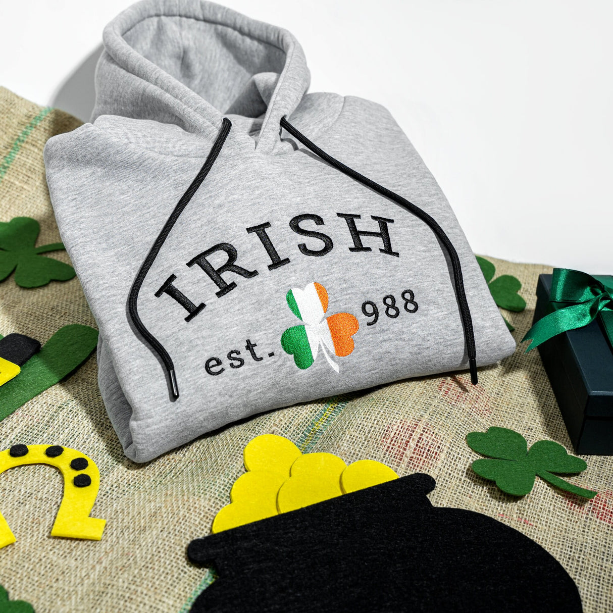 Custom Embroidered Irish Hoodie, Ireland Flag Sweatshirt, Irish Gifts, St. Patrick's Day Gifts, Embroidery Crewneck, Custom Gift for Irish - Arria Home