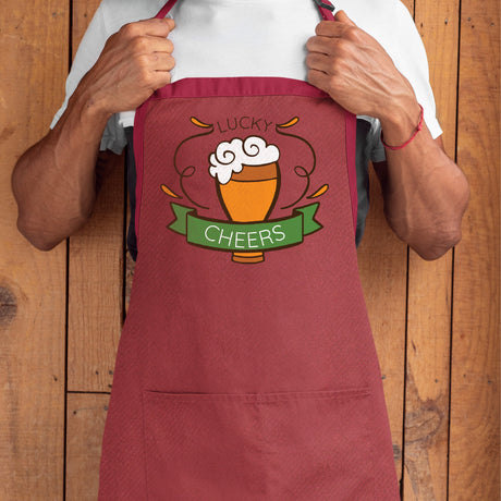 Custom Leprechaun Top Hat Cooking Apron, St. Paddys Day Gifts, Green Shamrock Apron, Four Leaf Clover Apron, Custom Irish Chef Apron - Arria Home