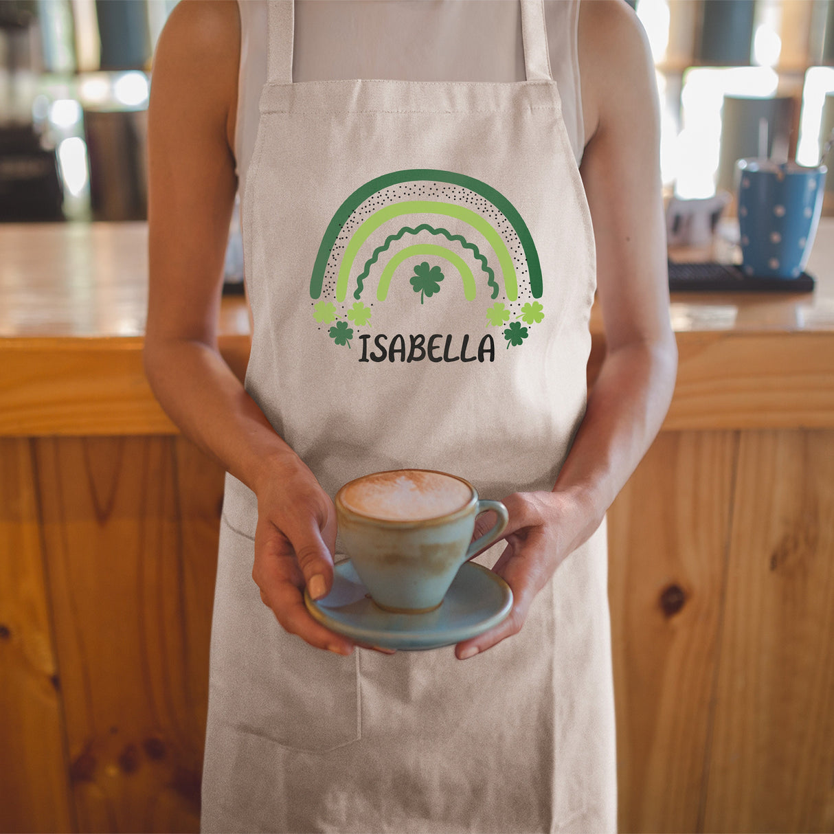 Custom Leprechaun Top Hat Cooking Apron, St. Paddys Day Gifts, Green Shamrock Apron, Four Leaf Clover Apron, Custom Irish Chef Apron - Arria Home