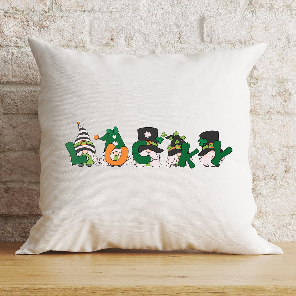 Custom St. Patrick's Gnome Throw Pillow, Irish Home Decor, Leprechaun Lumbar Pillow, Irish Day Gifts, St. Pattys Day Decorations, Home Decor - Arria Home