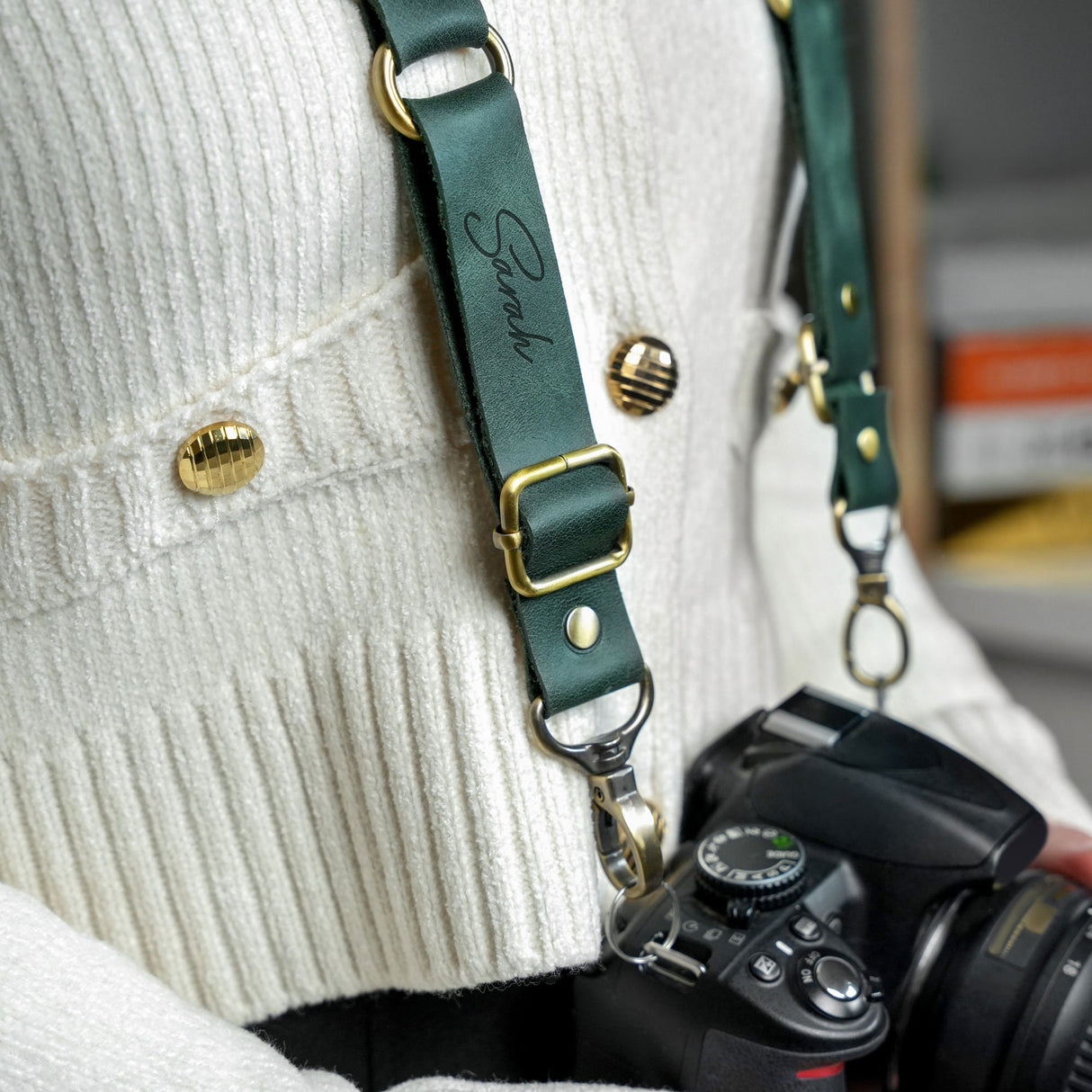 Personalized Adjustable Camera Strap, Leather Gifts for Photographer, Custom Monogram Leather DSLR Camera Strap, Camera Travel Essentials - Arria Home