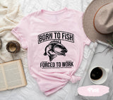 Born To Fish Shirt, Fishing Shirts, Hunting Tshirt, Forced to Work Tees, Hunt Tshirts, Fish Tee, Sea T-Shirt, River T Shirt, Camping Tees