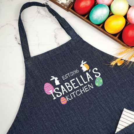 Personalized Easter Bunny Apron, Spring Cooking Apron, Holiday Baking Apron, Custom Kitchen Decor, Cute Floral Chef Apron, Easter Gift Idea - Arria Home