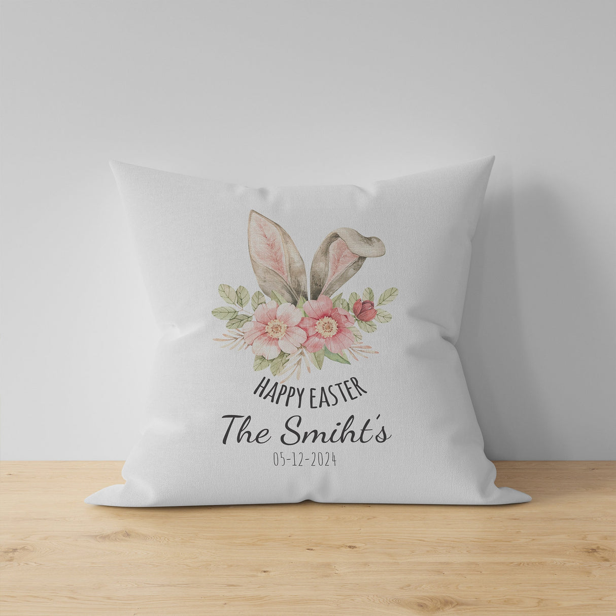 Personalized Easter Decoration, Custom Bunny Family Throw Pillow, Spring Decor, Easter Gifts, Holiday Decor, Custom Easter Pillow Covers - Arria Home