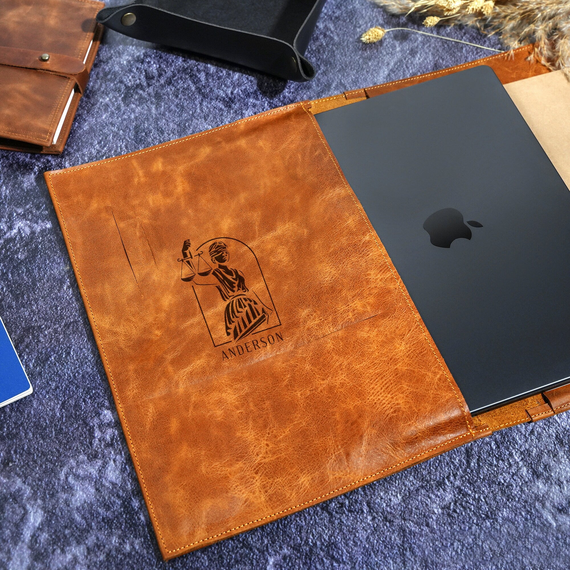 Handmade Leather Portfolio MacBook iPad Sizes ArriaHome LLC