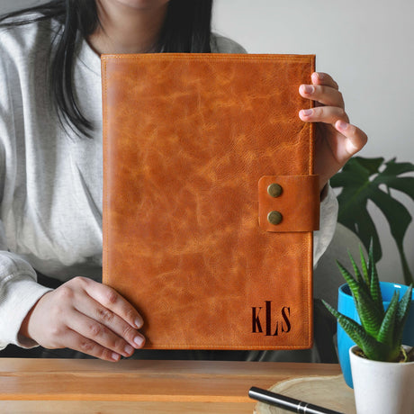 Personalized MacBook Air Case, Monogram Leather Ipad Case, MacBook Pro Sleeve, Leather MacBook Portfolio, MacBook M1 M2 Case, Laptop Case - Arria Home