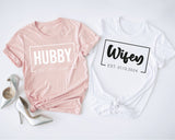 Wifey Hubby Shirt, Matching Couple Tees, Bridal Party Tshirts, Wedding Tshirt, Honeymoon Tee, Wedding Party Gift, Love Gifts, Couple Shirts,