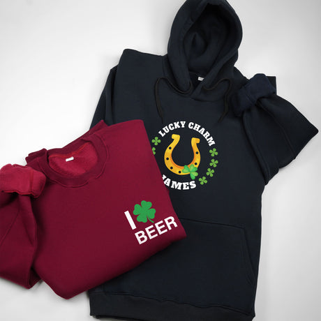 I Love Beer Sweatshirt, Irish Day Sweatshirt, Beer Lover Gifts, Drinking Hoodie, St. Patrick's Day Gifts for Him, Custom Unisex Crewneck - Arria Home