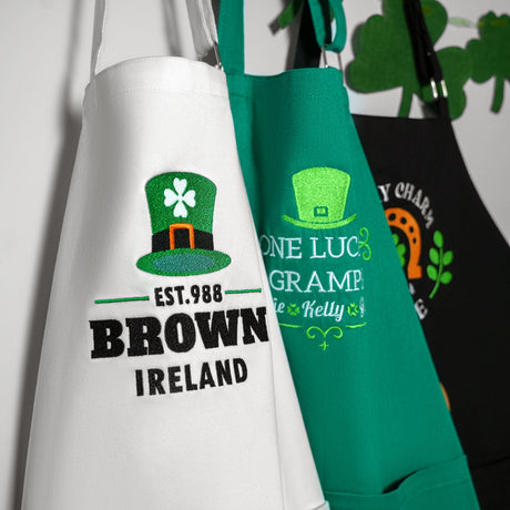 Personalized Lucky Charm Apron, St. Patrick's Day Cooking Apron, Irish Pub Apron, Irish Cooking Gifts, Custom Gifts, Apron with Pocket - Arria Home