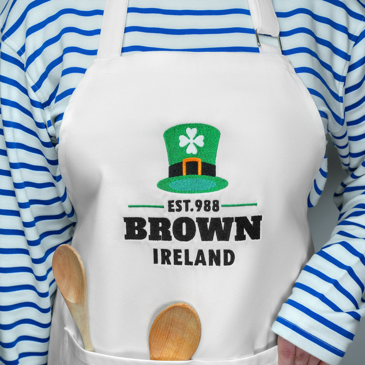 Personalized St. Patrick's Day Grandpa Grill Apron, Gift from Grandkids, Irish Grandparents Gifts, Grandmom Embroidery Apron, Leprechaun Hat - Arria Home