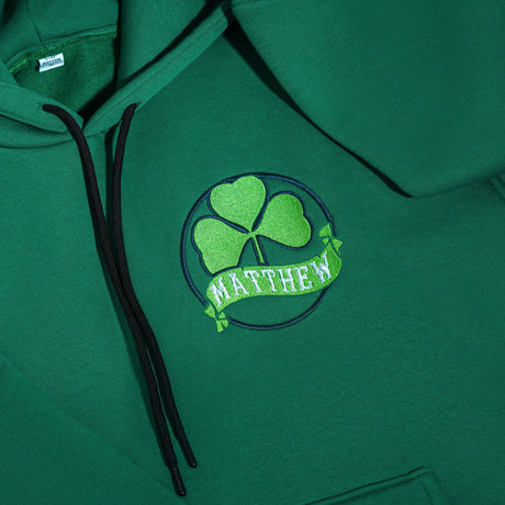 Personalized Green Shamrock Sweatshirt, Embroidery Irish Hoodie, Four Leaf Clover, Custom Embroidered Sweatshirt, St. Patrick's Day Gifts - Arria Home