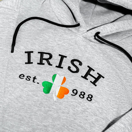 Custom Embroidered Irish Hoodie, Ireland Flag Sweatshirt, Irish Gifts, St. Patrick's Day Gifts, Embroidery Crewneck, Custom Gift for Irish - Arria Home