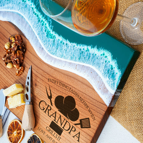 a cutting board with some fruit and nuts on it